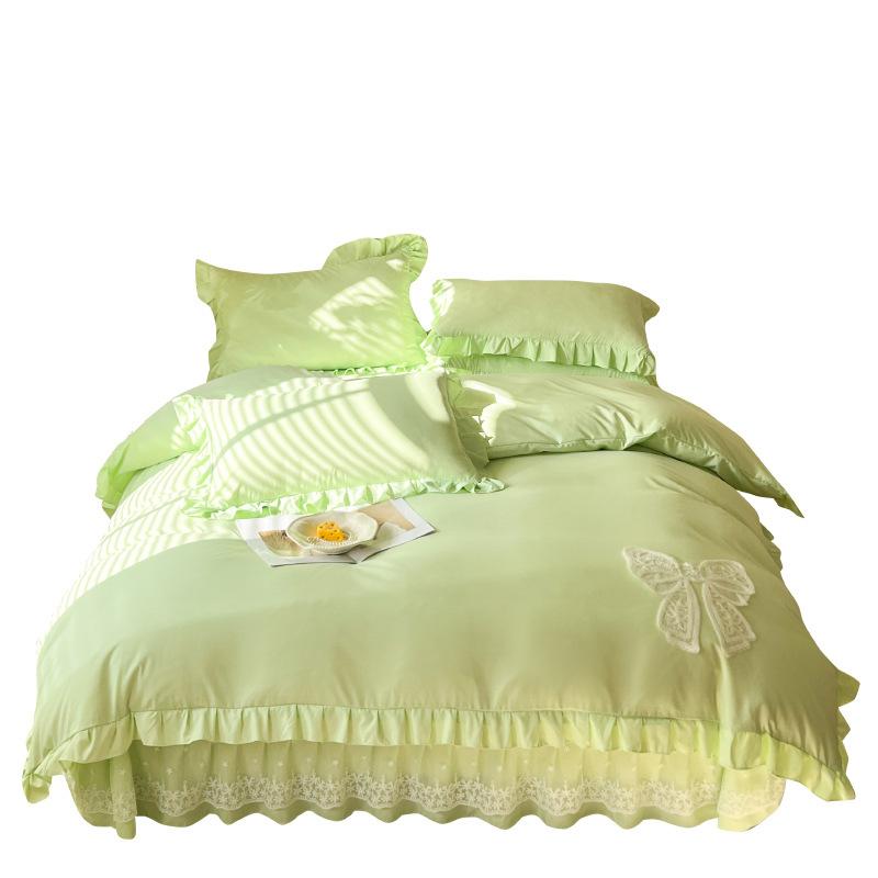 Romantic Lace Decorative Bed Sheet Set 4 Piece With Duvet Cover And PillowCases For Twin And Full Size Bedding