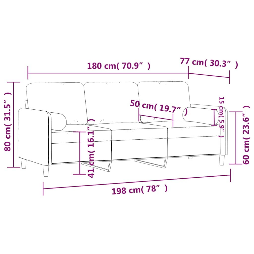 Vidaxl 3-Osobowa Sofa Z Poduszkami, Żółta, 180 Cm, Aksamit