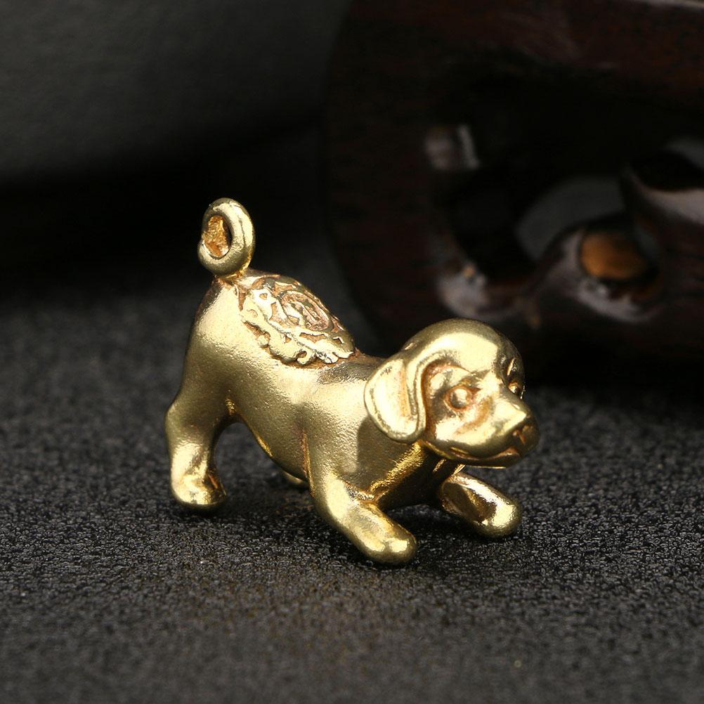 Латунный щенок, украшение, ретро, статуэтка собаки, настольный декор, брелок, декоративная фигурка, статуэтки для внутреннего стола