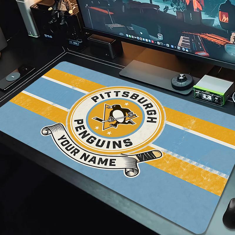 Custom Name Pittsburgh Penguins Print Cushion Non-slip Laptop Tablet Big Mousepad XXL Mat Mini PC Playmat With Lock edge