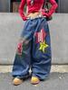 Унисекс Ретро Джинсы Клеш с Звездным Пэчворком