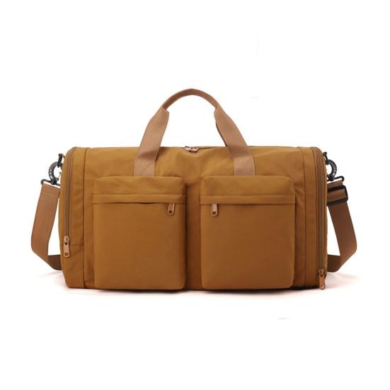 Foldable Gym Tote Unisex Duffle Bag with Shoe Compartment Wet Pocket Nylon Weekender Bag for Fitness Travel