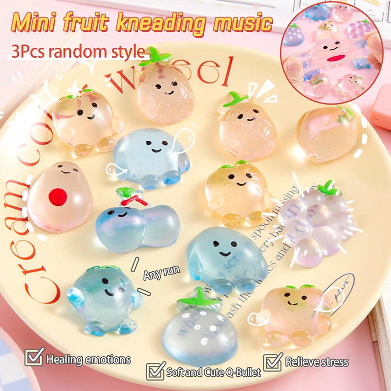 3 шт. Фруктовая игрушка-сдавливание, мультяшный персик, ананас, виноград, игрушка-фиджет, мягкая игрушка для разминания, игрушка для снятия стресса, подарок на детскую вечеринку