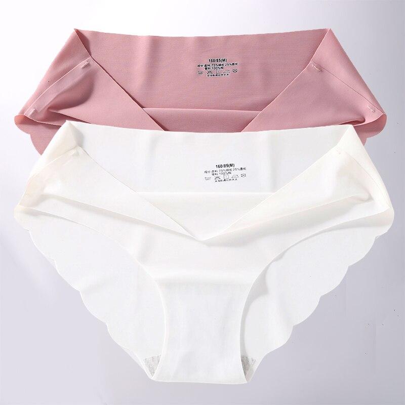 2Pcs/Set Seamless Silk Women's Panties Briefs Women Underwear Female Underpants Comfortable Silk Panty Sexy Woman Lingerie M-XL