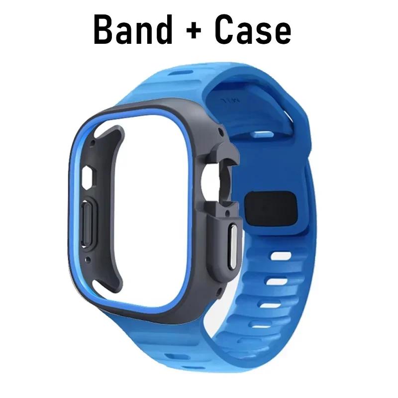 Чехол из ТПУ+силиконовый ремешок для ремешка Apple Watch ultra 49 46 42 мм 38 мм спортивный ремешок для Iwatch серии 10 9 8 7 6 SE 5 4 45/44/40 мм 41 мм