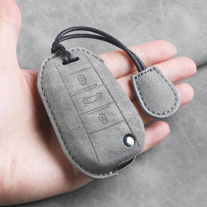 Leather Car Flip Key Case Cover for Peugeot 208 308 408 508 2008 3008 4008 5008 306 407 807 for Citroen C1 C3 C4 CACTUS C6 C8