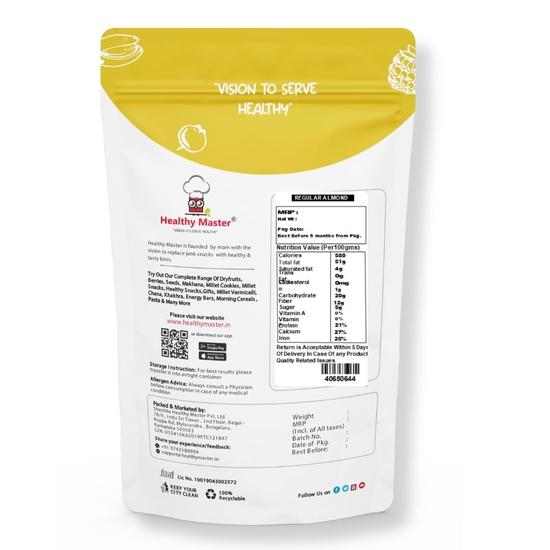 Здоровый Мастер Миндаль (1 кг) 100% натуральный калифорнийский миндаль премиум-класса | Натурально высушенные орехи | Вкусный и хрустящий для вашего мозга и сердца