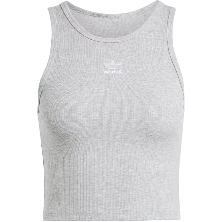adidas Женский базовый топ с вышитым логотипом и рельефной горловиной Originals Medium-Gray IY9649