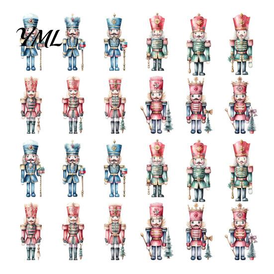 Christmas Fireplace Ornament 12/24/36Pcs Nutcracker Wooden Ornaments, Watercolor Soldier Hanging Decoration Decorative Set for Tree, Holiday
