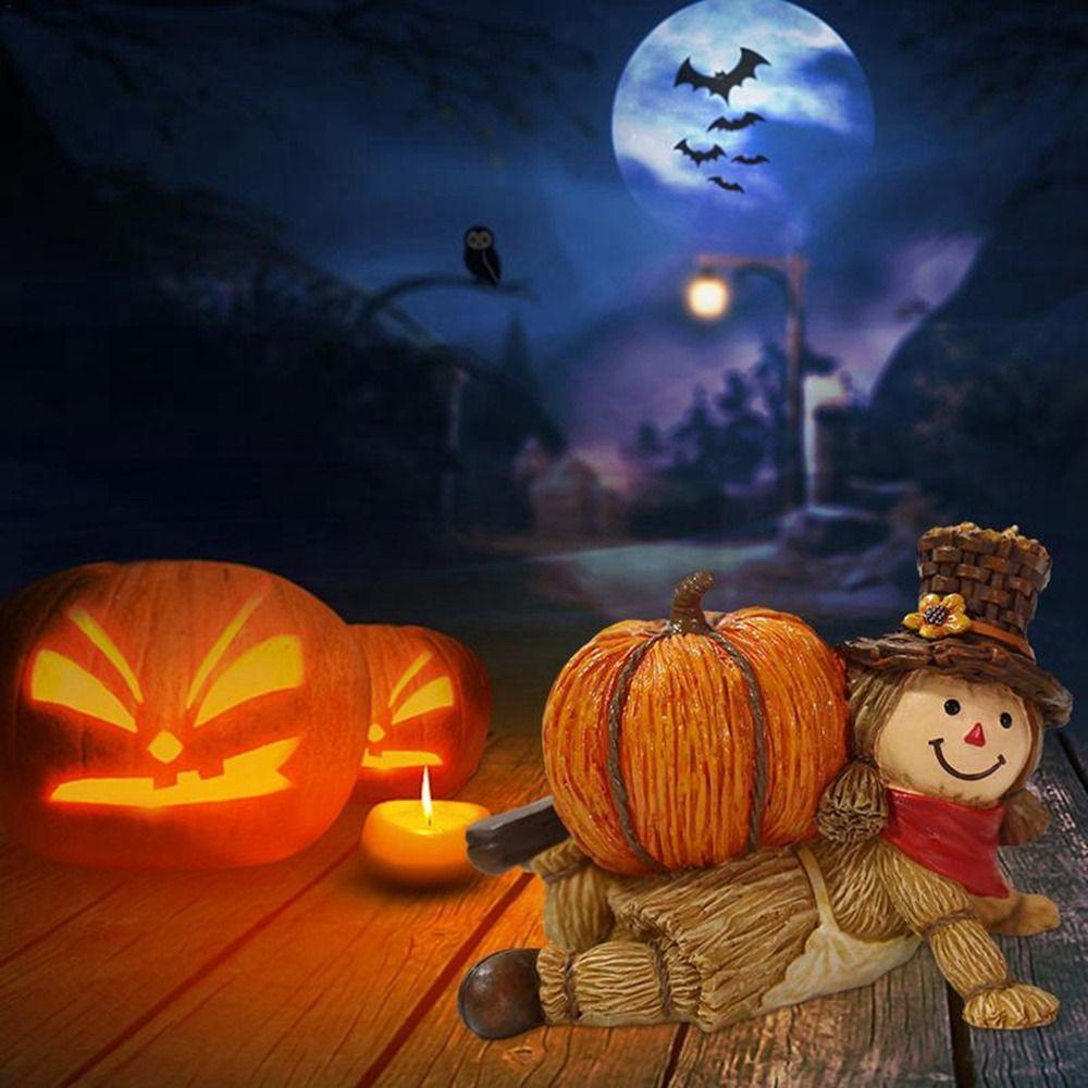 Lovely Pumpkin Statue Resin Pumpkin Scarecrow Ornaments Window Decoration Harvest Day