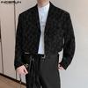 Men Lapel Neck Long Sleeve One Button Flowers Texture Cropped Blazer Coats