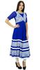 Women Long Flaired Anarkali Kurti Blue Georgette Designer Kurta Indian Party Wear