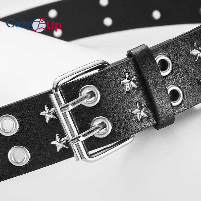 Star Style Double Exhaust Eye Punk Style PU Belt Decorative Trouser Belt