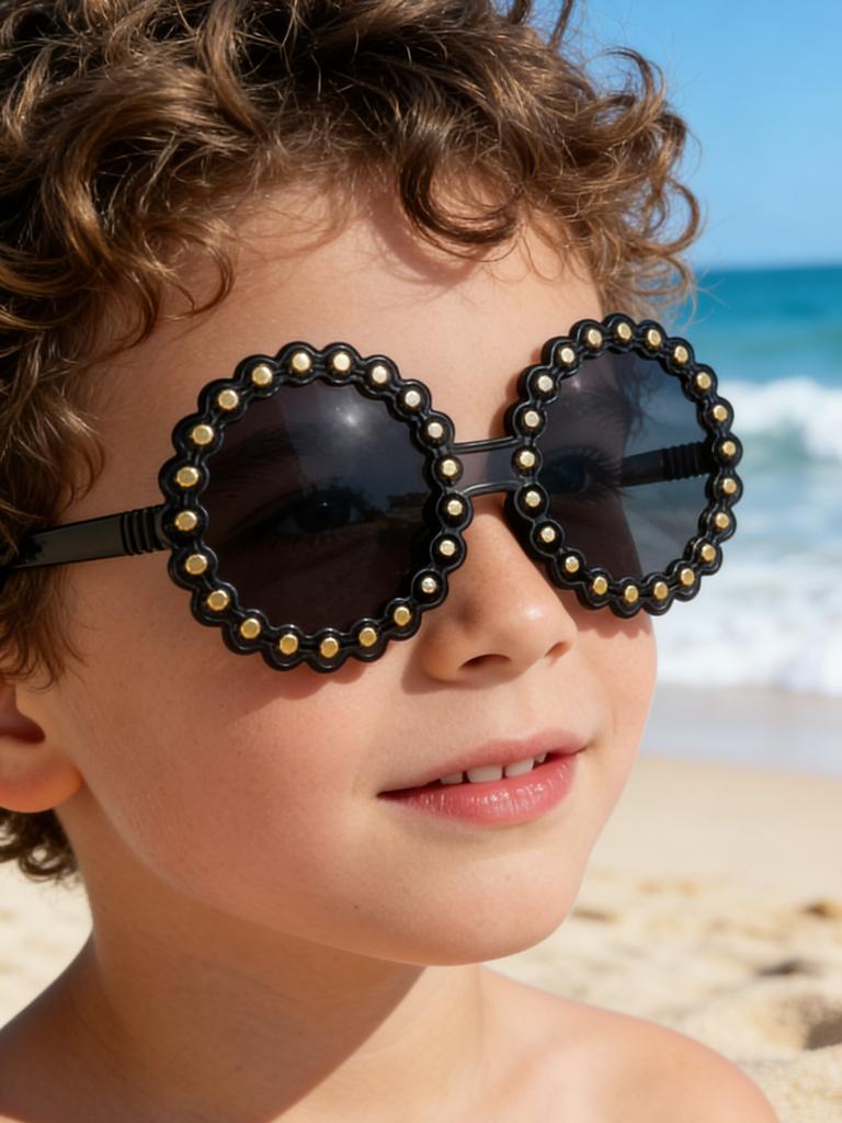 Kids Pearl Scallop Round Sunglasses Colorful Transparent Frame UV Protection Cute Shades For Girls Party KJ183