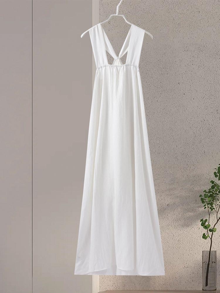 Пляжное длинное платье с лямкой на шее, женское летнее платье без рукавов с открытой спиной, макси, шикарный женский халат для праздничной вечеринки