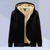 Autumn Winter Thiened Lamb Velvet Zipper Cardigan Sweatirt Men's Warm Loose Hooded Jaet Workwear Casual Loose Fit