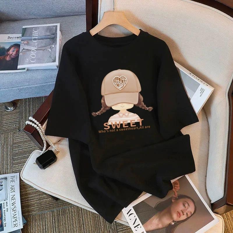 Футболка из чистого хлопка белого цвета с короткими рукавами для женщин на лето, новый большой размер, свободный дизайн, тонкий топ с короткими рукавами и принтом