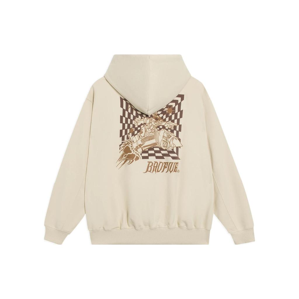 Li-Ning Badfive Logo Print Loose Hoodie Unisex Tops Light-Milk-Brown AWDT091-6