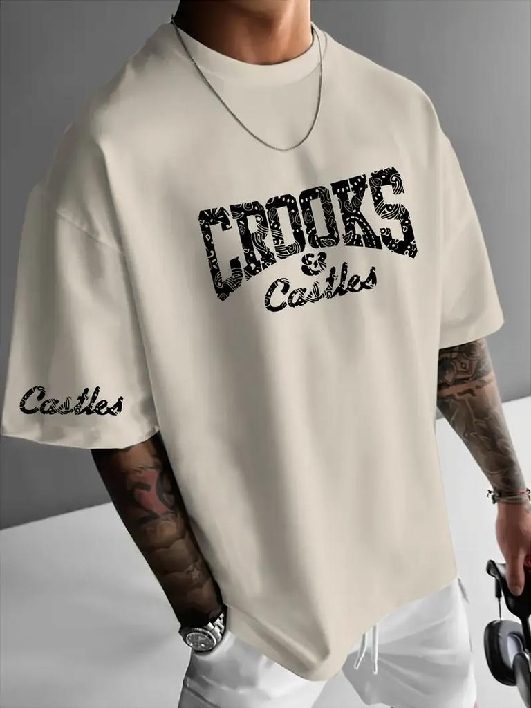 Мужская повседневная летняя спортивная одежда Crooks&Castles с забавными узорами и буквенными принтами для дома и спорта на открытом воздухе, удобные топы