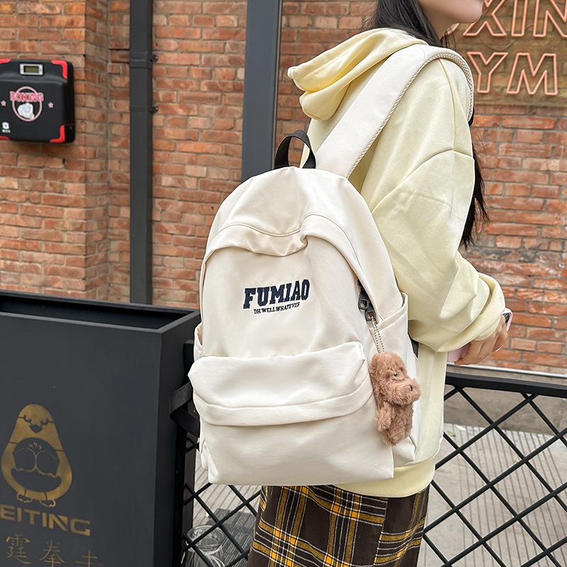 Schoolbag Hong Kong style ins tide brand backpack for men and women large capacity Japanese simple literary canvas student schoolbag trend backpack