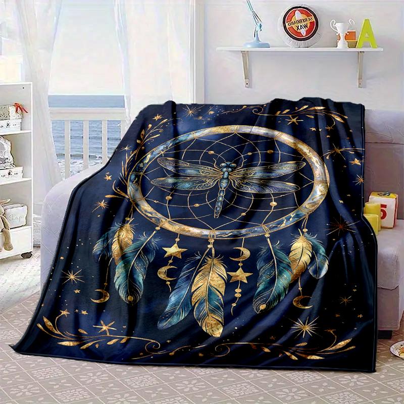 Dreamcatcher Dragonfly Music Feathers Blanket Flannel Blanket Throw Blanket Sofa Cover Blanket Soft Premium Blanket Picnic Blanket Tv Blanket Gifts