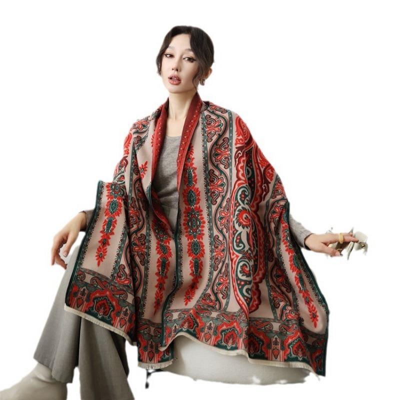 New Jacquard Scarf Women's Autumn and Winter Double-sided Imitation Cashmere Warm Shawl Premium Versatile Thickened Scarf