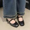 Маленькие и удобные туфли Мэри Джейн на мягкой подошве для женщин, новинка осени 2025 года, ретро, кофейного цвета, на низком каблуке, с квадратным носком, одинарные туфли