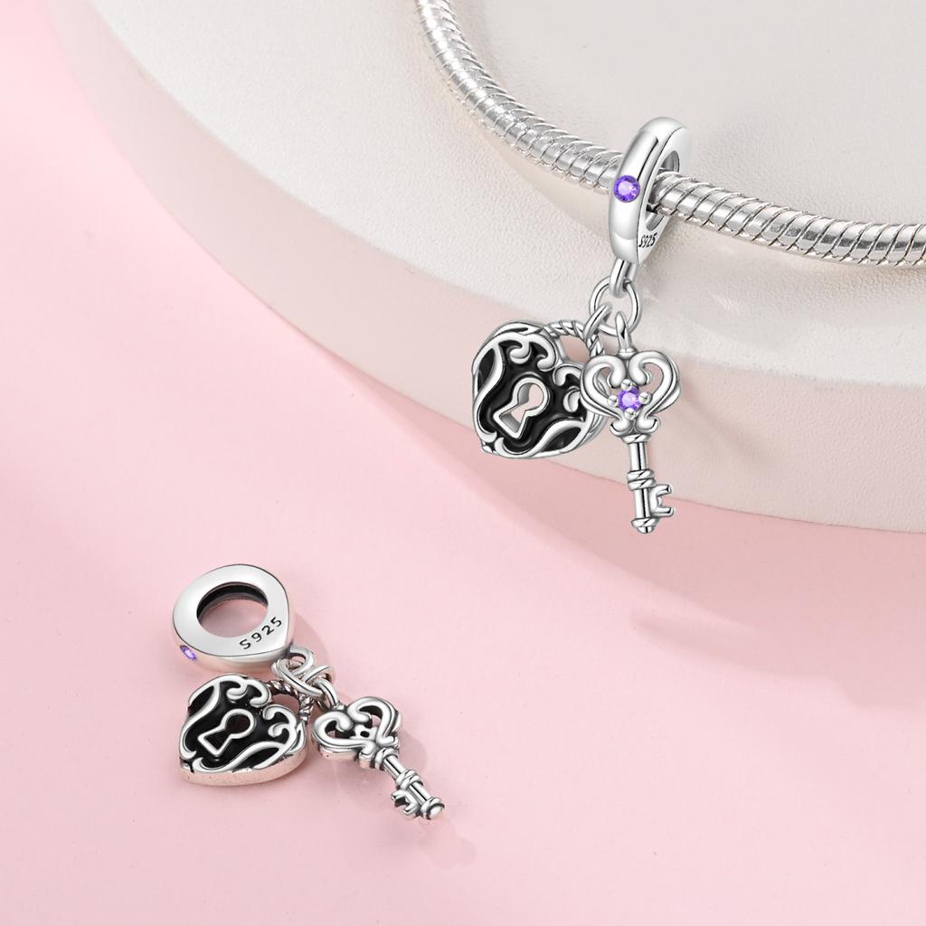 Самодельные ювелирные аксессуары Diy браслет S925 стерлингового серебра сердце замок ключ кулон бусины