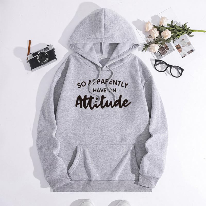 Autumn and winter threaded sweater new letter fashion printing hooded fleece sweater men's and women's tops