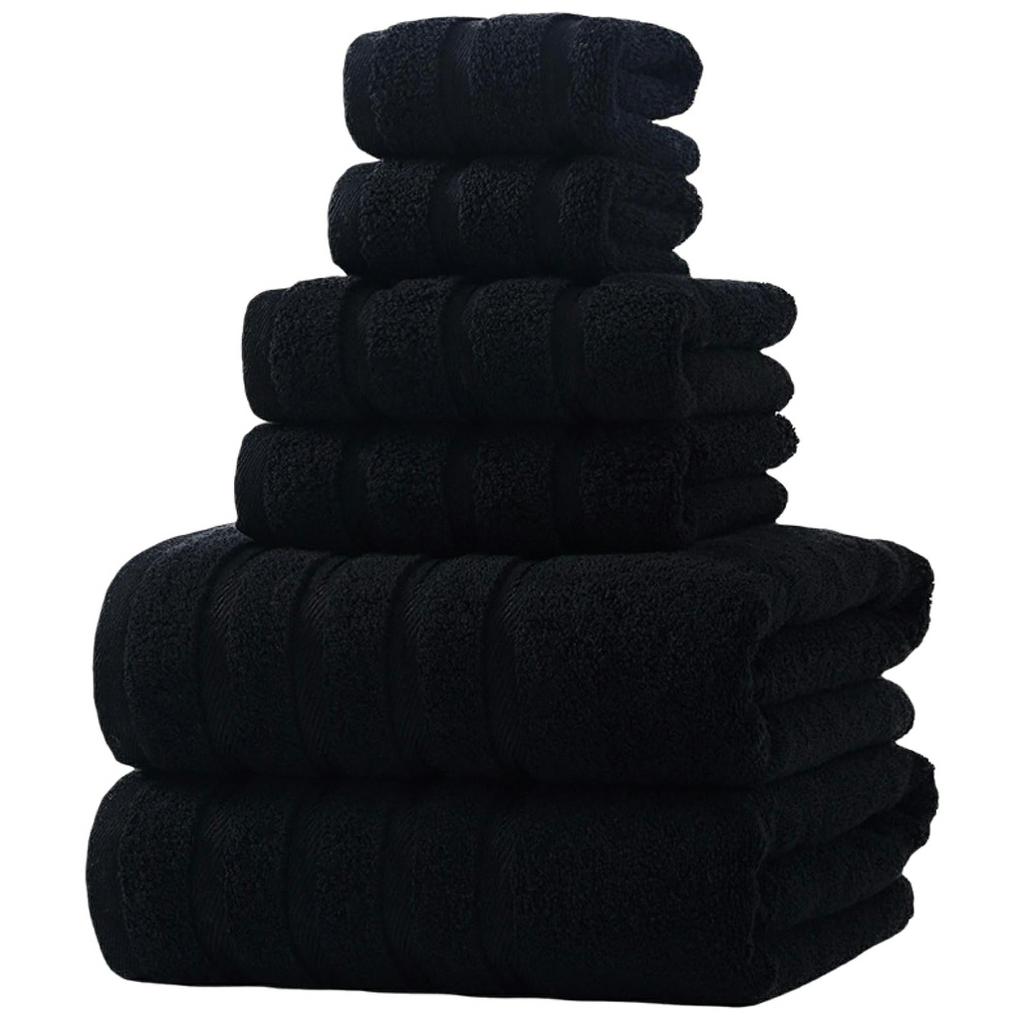 6 Piece Cotton Towel Set Highly Absorbent 2 Bath Towels + 2 Hand Towels + 2 Washcloths