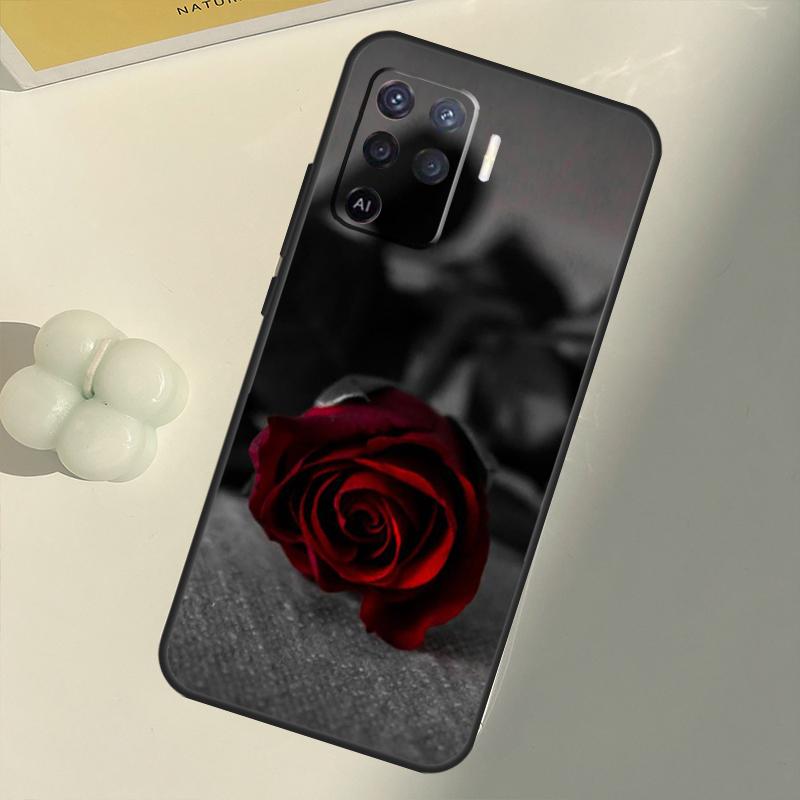 Чехол с красным цветком розы для OPPO Find X3 Lite X5 Pro A5 A9 A31 A53 S A83 A91 A93 A54 A74 A94 A15 A16 A52 A72
