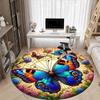 1pc Butterfly Floral Art Chair Carpet for Office, Round Non Slip Durable Large Size Office Carpet, Suitable for Office