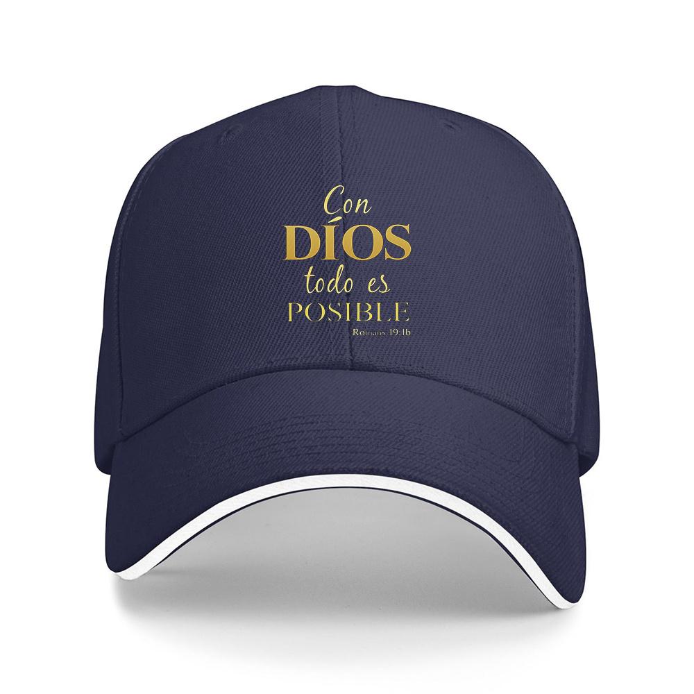1pc Con DiOS Todo Es Posible Text Graphic Baseball Cap Breathable Polyester Slim Fit Sports Hat for Fitness Running