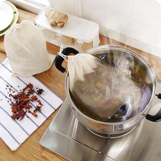 10/20 шт. многоразовых мешочков для специй с завязкой, мешочки из натуральной хлопковой ткани для фильтрования чая, трав, супа, многоразовые чайные пакетики, прочные мешочки из марли