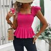 Европейский и американский милый стиль, женская майка без рукавов с квадратным вырезом и плиссированным дизайном - Весенне-летняя мода