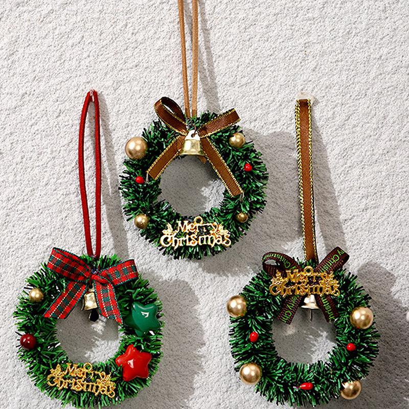 Merry Christmas Wreath Pendant With Bell Car Door Hanging Decoration Xmas Party Christmas Tree Decor Accessories