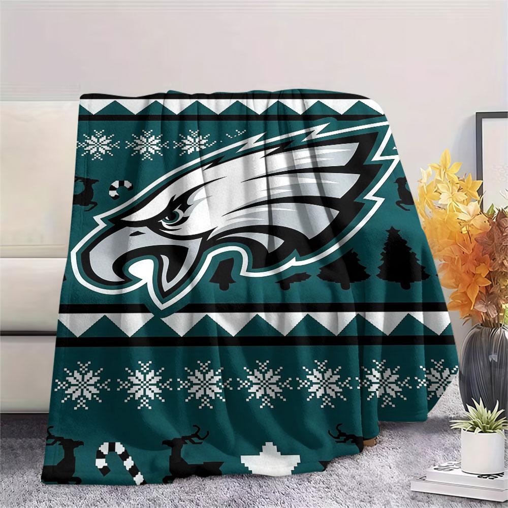 PHI Eagles Printed Flannel Blanket, soft throw for bedroom sofa, washable, fan merchandise, great gift.