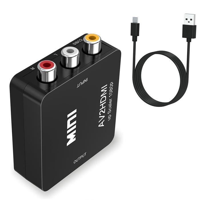 Adaptateur De Convertisseur Audio Analogique Mini RCA AV En HDMI Composite AV2 HDMI Converter 1080P HDTV DVD