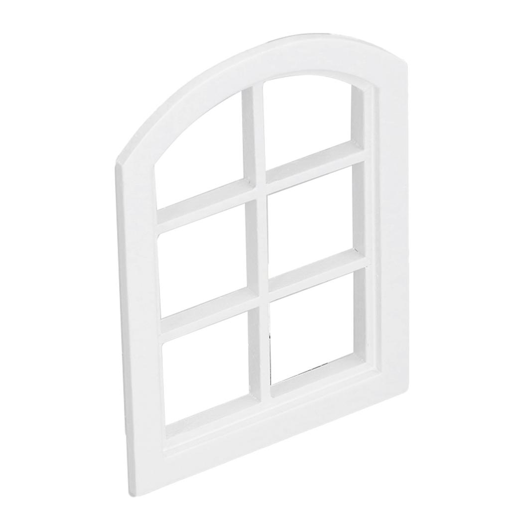 Dollhouse Windows Mini Miniature Dollhouse Arched Window Furnishings with 6 PanesWhite