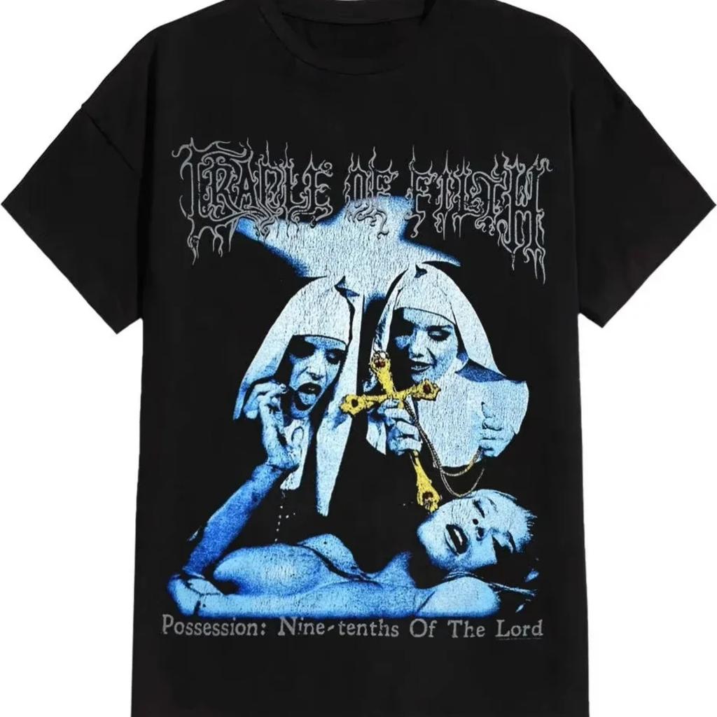 2025 Cradle of Filth Декаданс Периферийный Узор Печати Летний Хлопок Роскошного Бренда Мужские и Женские Футболки с Короткими Рукавами