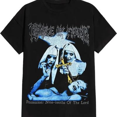 2025 Cradle of Filth Декаданс Периферийный Узор Печати Летний Хлопок Роскошного Бренда Мужские и Женские Футболки с Короткими Рукавами
