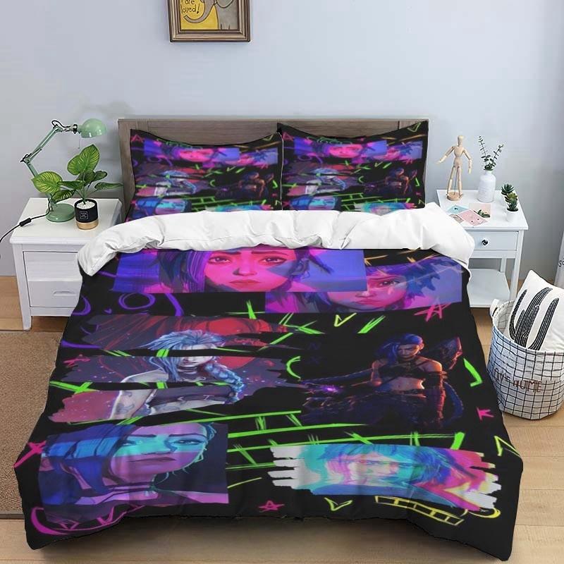 Cartoon Game Jinx Arcane_ League of Legends Комплект постельного белья King Twin Double Child 3 Piece Micofiber или Polyester Duvet Cover Sets