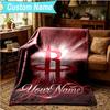 1PC Custom Name Blanket Rockets Basketball Team Flannel blankets Patterns Throw Blanket All-Season Soft Gift for Couch, Bed, Camping, Birthday gifts