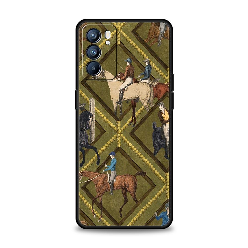 Чехол Для Oppo A54 A53 A52 A9 A15 A95 A17 A16 A76 A74 A57 Find X6 X5 Reno8 Reno7 Reno6 Pro 5G Обложка Девушка с скачущей лошадью Рисунок