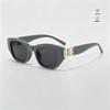 New Internet celebrity small frame European and American cat eye double B letter street shot super black ins sunglasses high-end sunglasses women