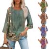Женские топы с рукавами-колокольчиками 3/4, летние плиссированные рубашки с круглым вырезом, модные нарядные повседневные блузки-туники свободного покроя