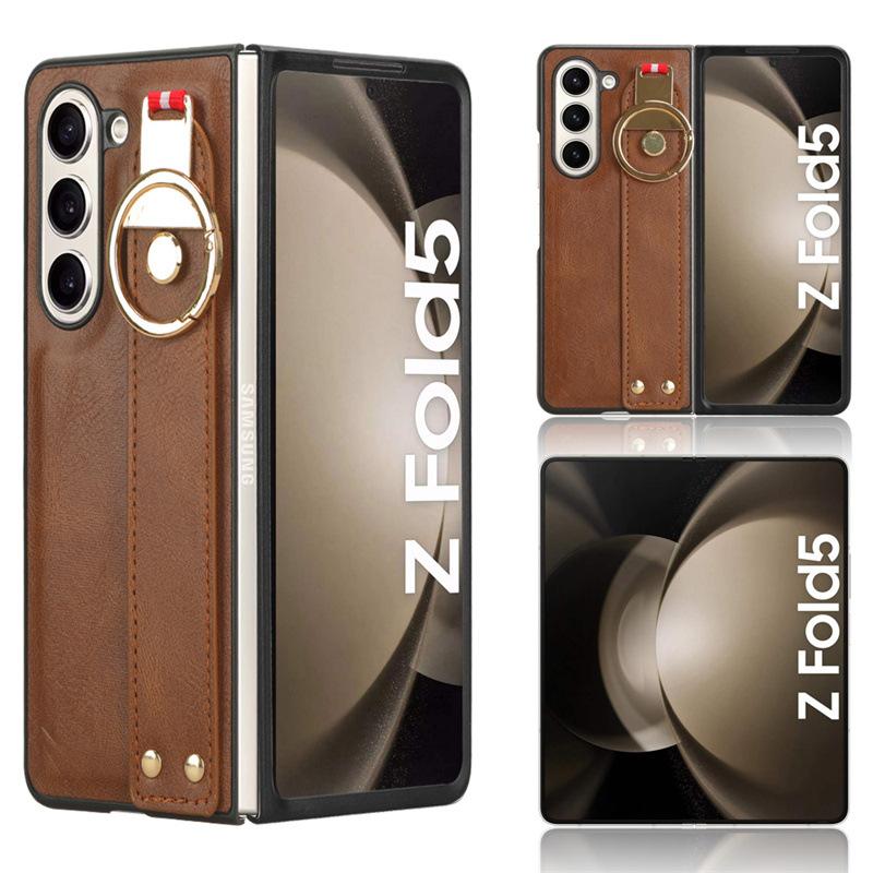 Suitable for Samsung Z Fold7 phone case zFOLD6/Z Fold 4 wrist strap leather case with lanyard and bottle opener case D5/2