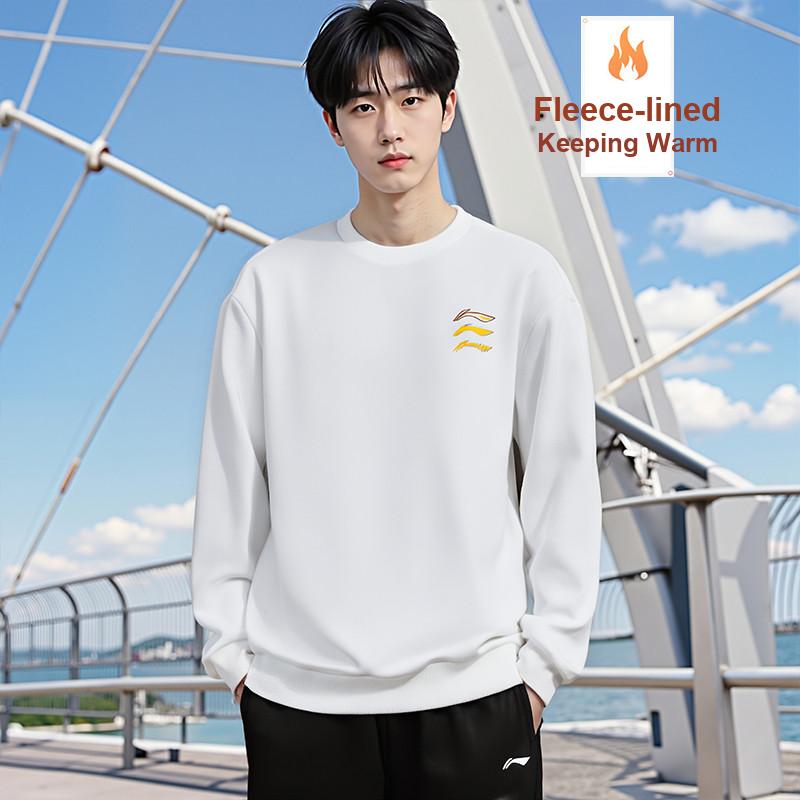 Li-Ning Минималистичный Модный Энергичный Трендовый Пуловер с Круглым Вырезом Спортивный Образ Жизни Удобная Универсальная Толстовка Унисекс толстовка AWDVH01-2