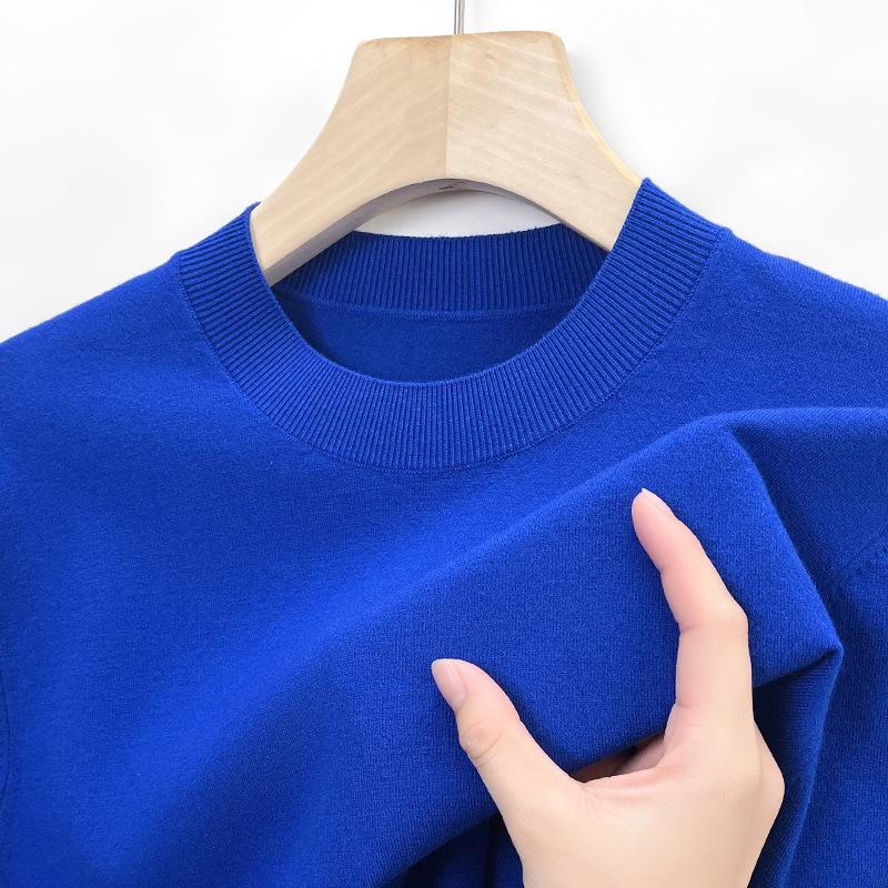 Men's Slim Fit Short-Sleeve Knitwear Versatile Half-High Neck Base Layer for Business Casual