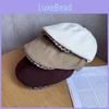 Stylish Newsboy Cap Women Casual Breathable Beret Hat With Plaid Brim Wide